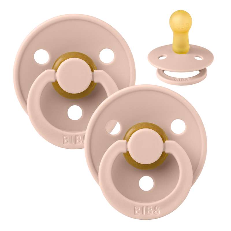 Bibs Round Colour Pacifier - 2-Pack - sz. 2 - natural rubber - Blush/Blush 