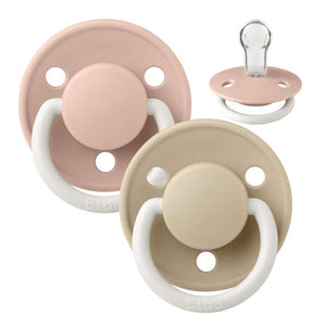 BIBS Okrúhly De Lux cumlík - 2-balenie - Jedna veľkosť - Silikón - GLOW - Blush/Vanilla