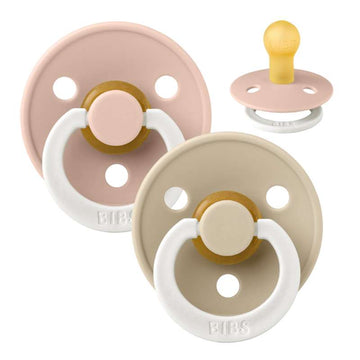 Bibs Round Colour Pacifier - 2-Pack - sz. 2 - natural rubber - GLOW - Blush/Vanilla 