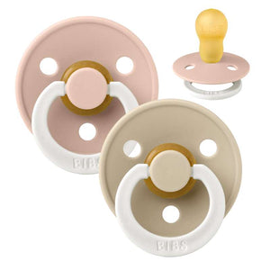 Bibs Rund Colour Schnuller - 2er-Pack - Gr. 3 - Naturkautschuk - GLOW - Blush/Vanille 