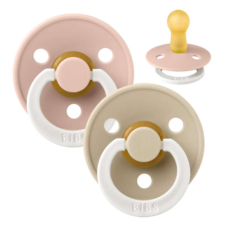 Bibs Kulatý Colour Dudlík - 2-balení - vel. 2 - přírodní guma - GLOW - Blush/Vanilla 