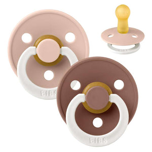 Chupete Bibs Redondo Colour - 2-Pak - t. 2 - caucho natural - GLOW - Rubor/Woodchuck 
