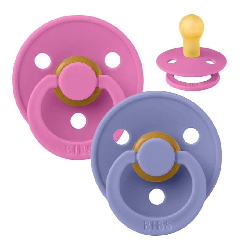 Chupeta Bibs Redonda Colour - 2-Pak - tam. 1 - borracha natural - Chiclete/Peri 