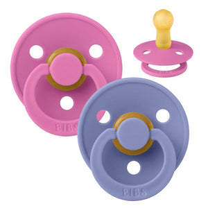 Chupete Bibs Redondo Colour - 2-Pak - t. 2 - caucho natural - Chicle/Peri 