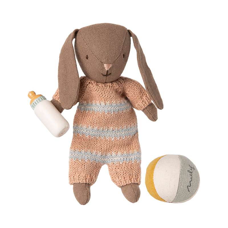 Maileg Zestaw Królik - Mikro - Brązowy - Stonowany Różowy 