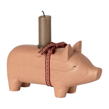 Maileg Kerzenhalter - Holz - Grau - Medium - Rosa 
