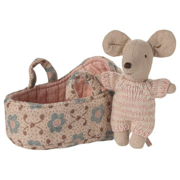Maileg Baby mouse in baby lift - Pink 