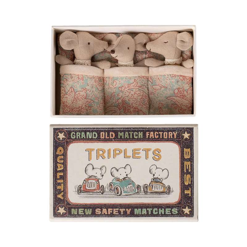 Maileg Trillizos - Baby Mus en Caja - Cuadrado 