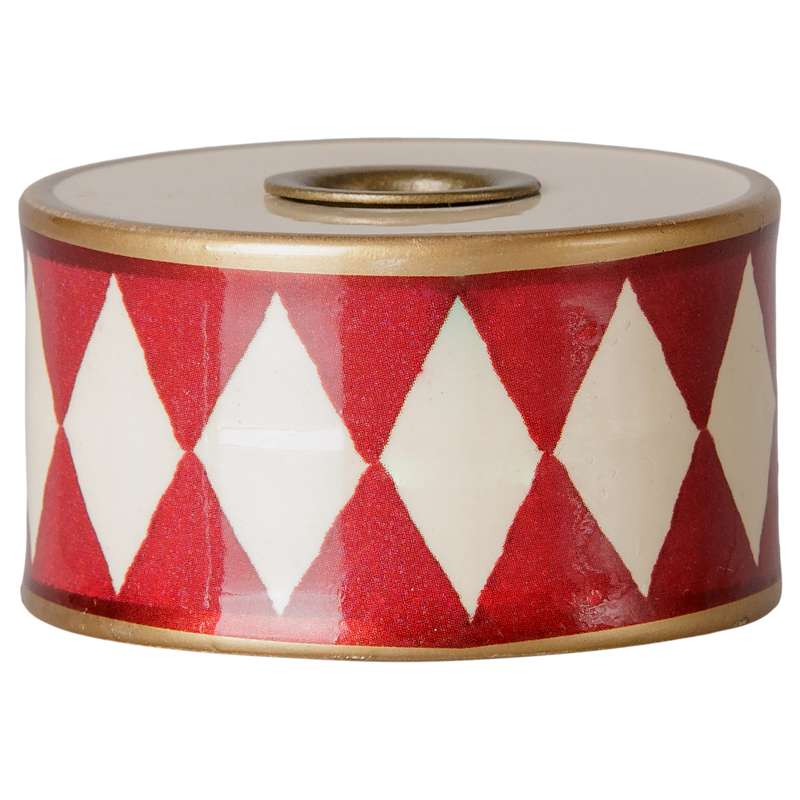 Maileg Candleholder - Drum - Off White/Red