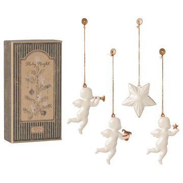 Maileg Gaveæske m. Juleornamenter - Metal - Holy Night - Off White