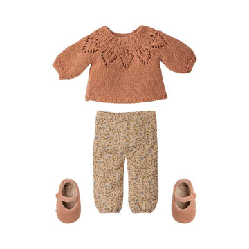 Maileg Vêtements pour Lapins Taille 3 - Pantalons Et Pull Tricoté - Vintage Poudré