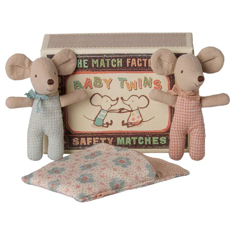 Maileg Gemelli - Baby Topo in Scatola di Fiammiferi 