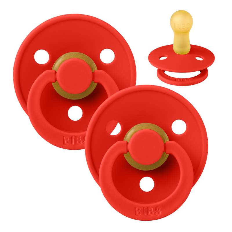 Bibs Rund Colour Schnuller - 2er-Pack - Gr. 2 - Naturkautschuk - Candy Apple/Candy Apple 