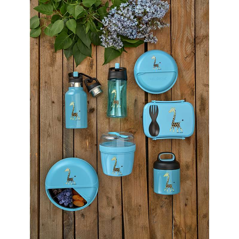 Carl Oscar Botella de agua para niños - 0.35L - Jirafa - Turquesa 