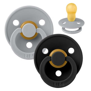 Sucette BIBS ronde Colour - Lot de 2 - Taille 3 - Caoutchouc naturel - Cloud/Black