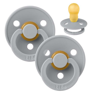 Bibs Round Colour Pacifier - 2-Pack - sz. 3 - natural rubber - Cloud/Cloud 