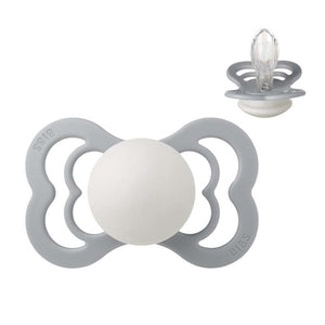 BIBS Symmetrical Supreme Pacifier - Size 2 - Silicone - GLOW - Cloud