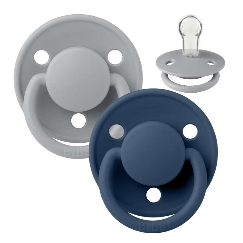 Bibs De Lux Pacifier - 2-Pack - Onesize - Silicone - Cloud/Steel Blue 