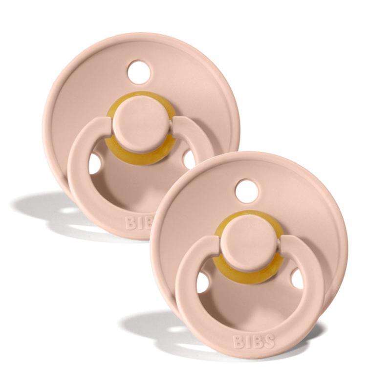 Bibs Round Colour Pacifier - 2-Pack - sz. 1 - natural rubber - Blush/Blush 