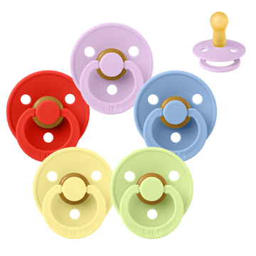 BIBS Round Colour Pacifier - Multipack - 5 pcs. - Size 2 - Colours of The Rainbow