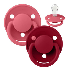 BIBS Runder De Lux Schnuller - 2er-Pack - Onesize - Silikon - Coral/Ruby