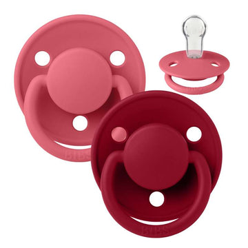 Bibs De Lux Fopspeen - 2-Pack - Onesize - Silikon - Koraal/Ruby 