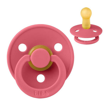 Bibs Round Colour Pacifier - sz. 2 - natural rubber - Coral 