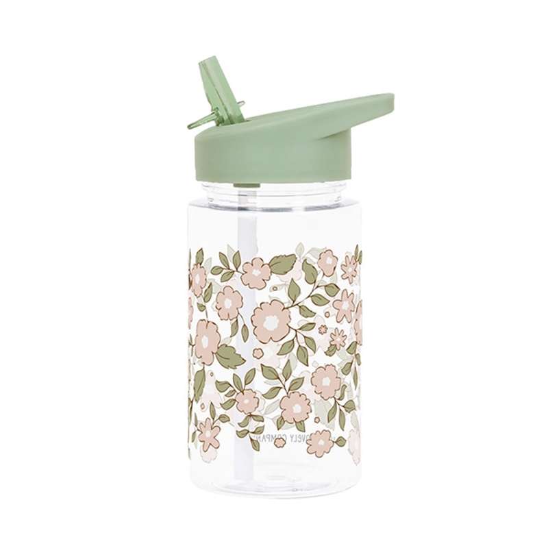 A Little Lovely Company Water bottle - Blossoms - Sage 