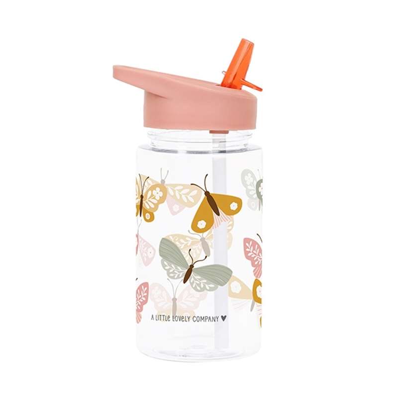 A Little Lovely Company Water Bottle - Butterflies - Rosa 