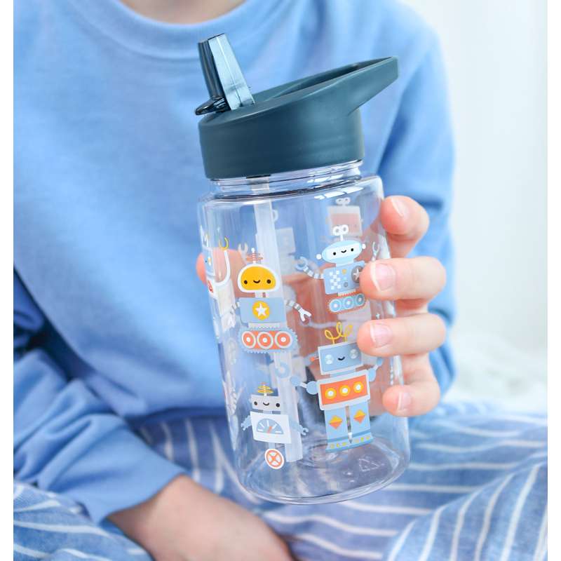 A Little Lovely Company Water Bottle - Robots 