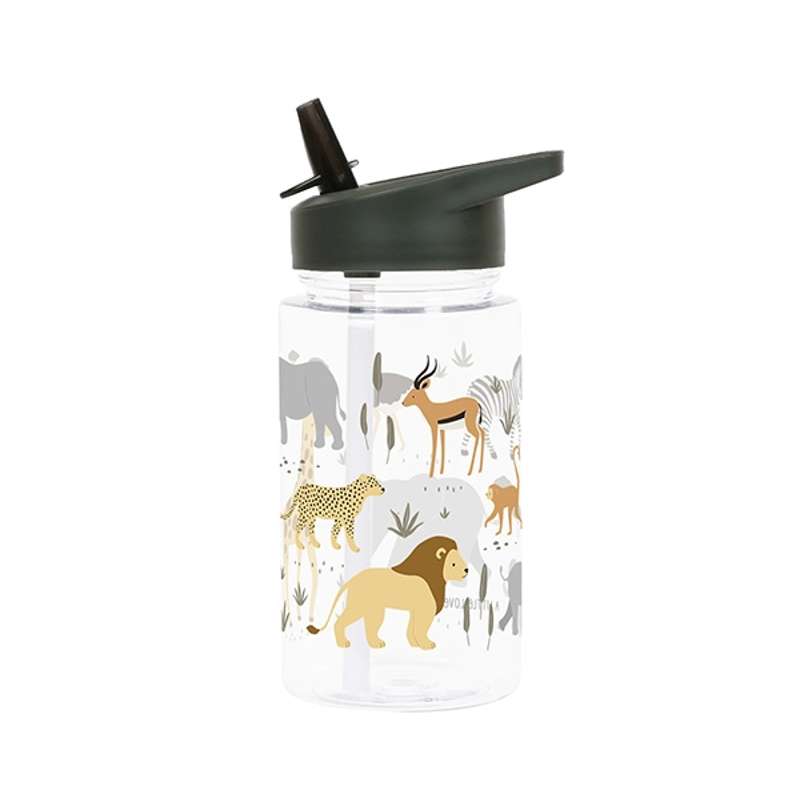 A Little Lovely Company Water Bottle - Savanna - Dark Green 