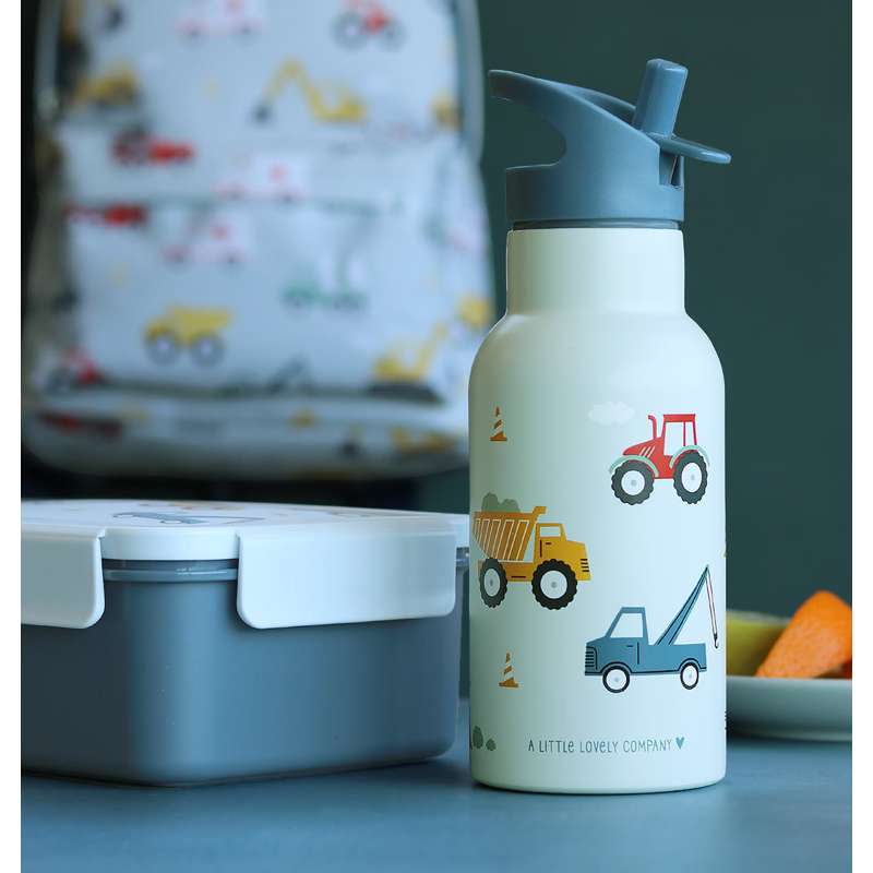 A Little Lovely Company Thermos drink bottle - 350 ml. - Vehicles - Blue 