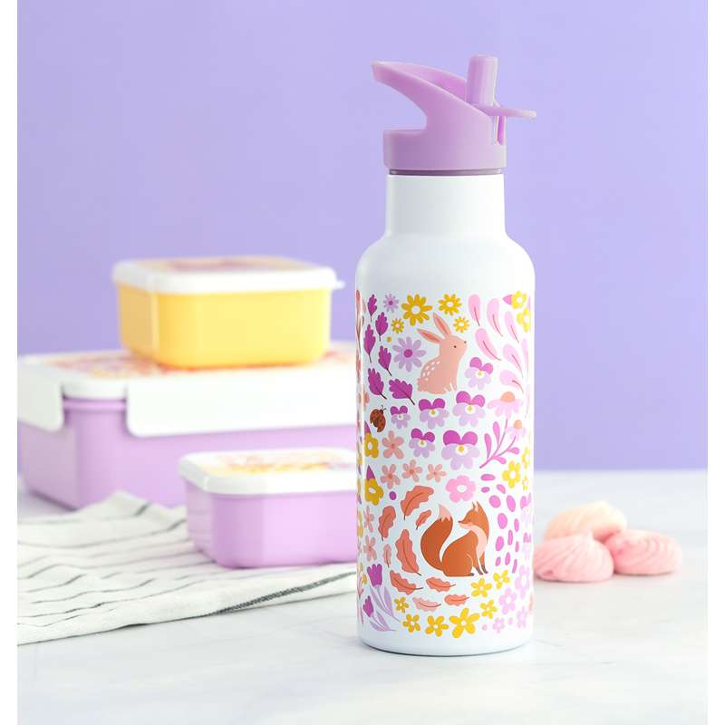 A Little Lovely Company Ståldrikkeholder - XL - 500ml - Blomsterhage 