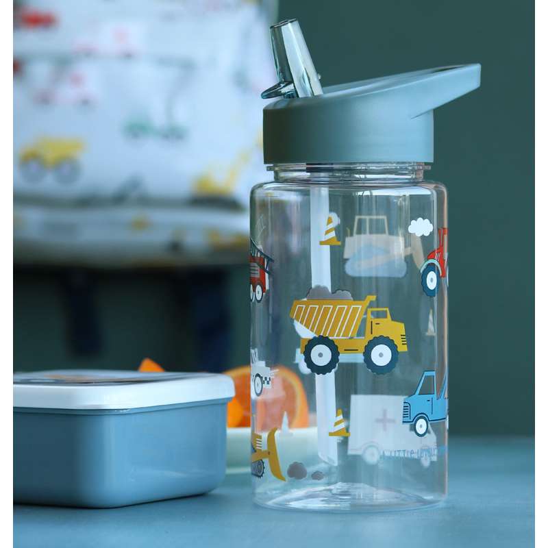 A Little Lovely Company Water Bottle - Vehicles - Blue 