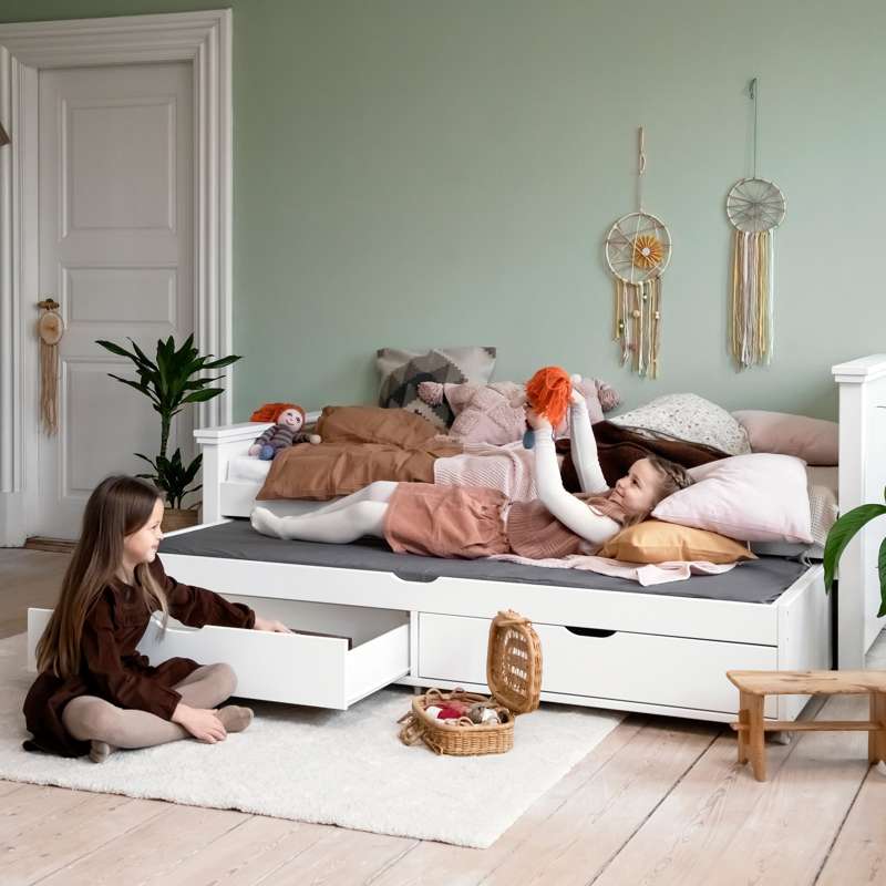 Hoppekids DELUXE - Uittrekbed op Wielen - Meerdere Maten - Wit 