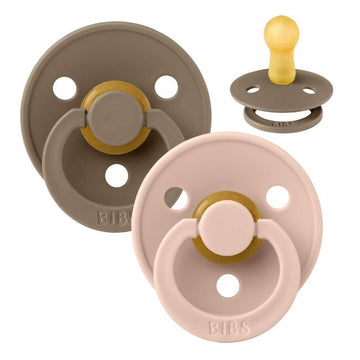 Bibs Ronde Colour Fopspeen - 2-Pack - mt. 1 - natuurrubber - Donker Eiken/Blush 