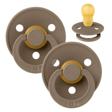 Sucette Bibs Rond Colour - 2-Pack - t. 3 - caoutchouc naturel - Chêne foncé/Chêne foncé 