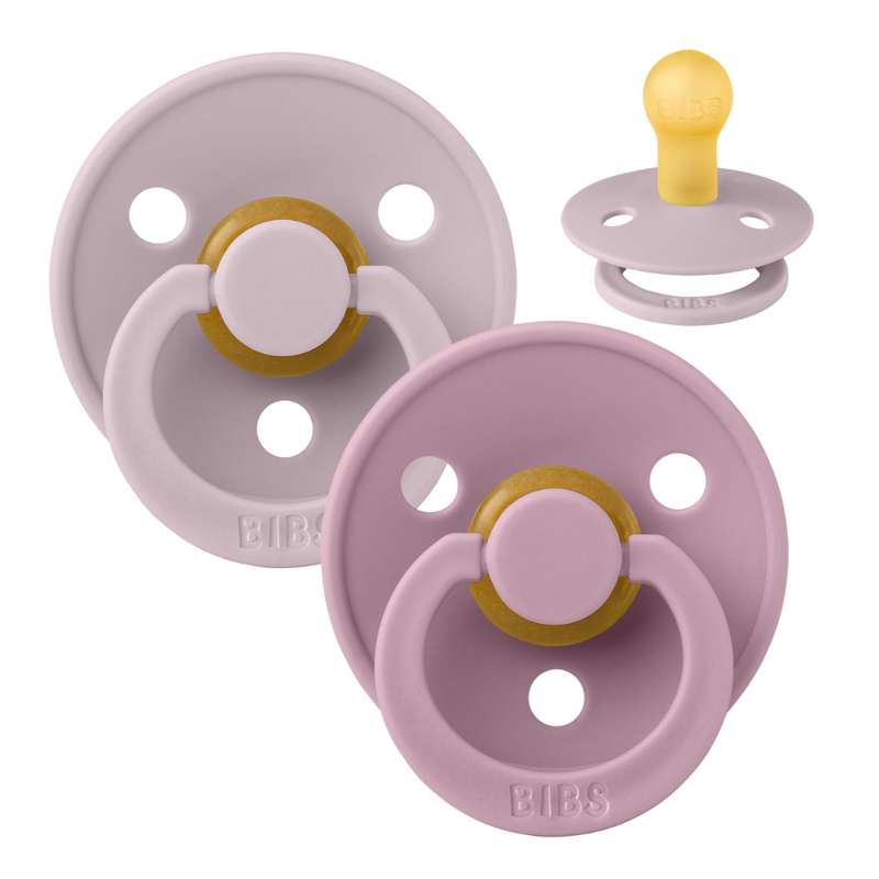 Sucette Bibs Rond Colour - 2-Pak - t. 1 - caoutchouc naturel - Lilas Sombre/Heather 