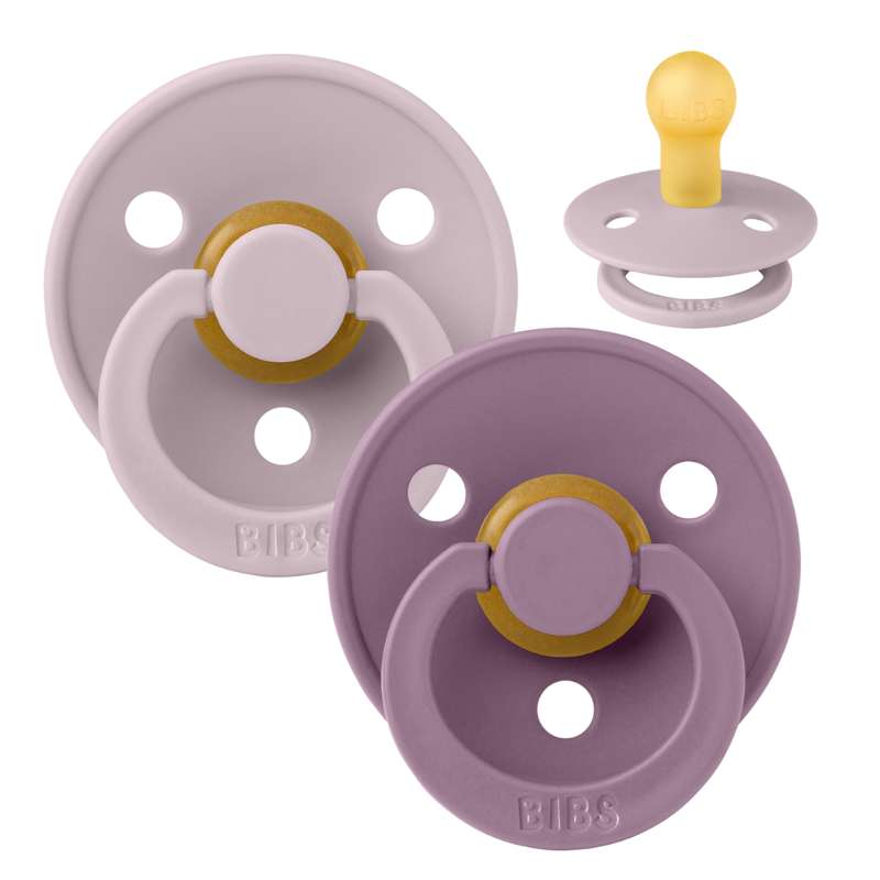 Bibs Kulatý Colour Dudlík - 2-balení - vel. 1 - přírodní guma - Tmavě fialová/mauve 