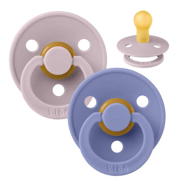 Bibs Round Colour Pacifier - 2-Pack - sz. 1 - natural rubber - Dusky Lilac/Peri 