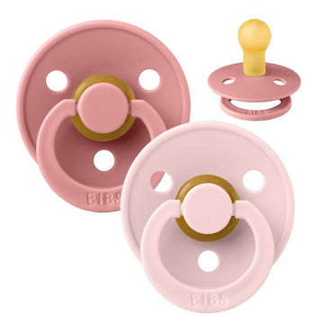 Chupete Bibs Redondo Colour - 2-Pak - t. 1 - caucho natural - Rosa Polvoriento/Flor 