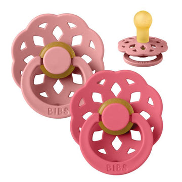 Bibs Boheme Schnuller - 2er-Pack - Gr. 1 - Naturkautschuk - Staubiges Pink/Koralle 