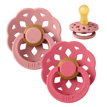 Chupete Bibs Boheme - 2-Pak - t. 2 - caucho natural - Rosa Polvoriento/Coral 