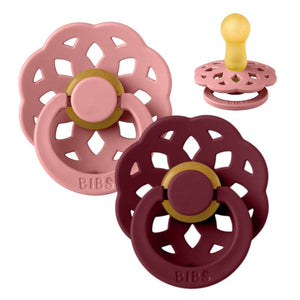 BIBS Rund Boheme Smokk - 2-Pak - Str. 2 - Naturgummi - Dusty Pink/Elderberry