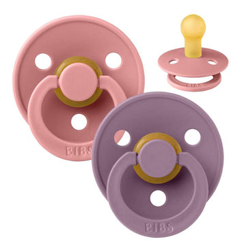 Bibs Round Colour Pacifier - 2-Pack - sz. 1 - natural rubber - Dusty Pink/Mauve 