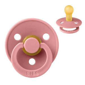 Sucette BIBS ronde Colour - Taille 1 - Caoutchouc naturel - Dusty Pink