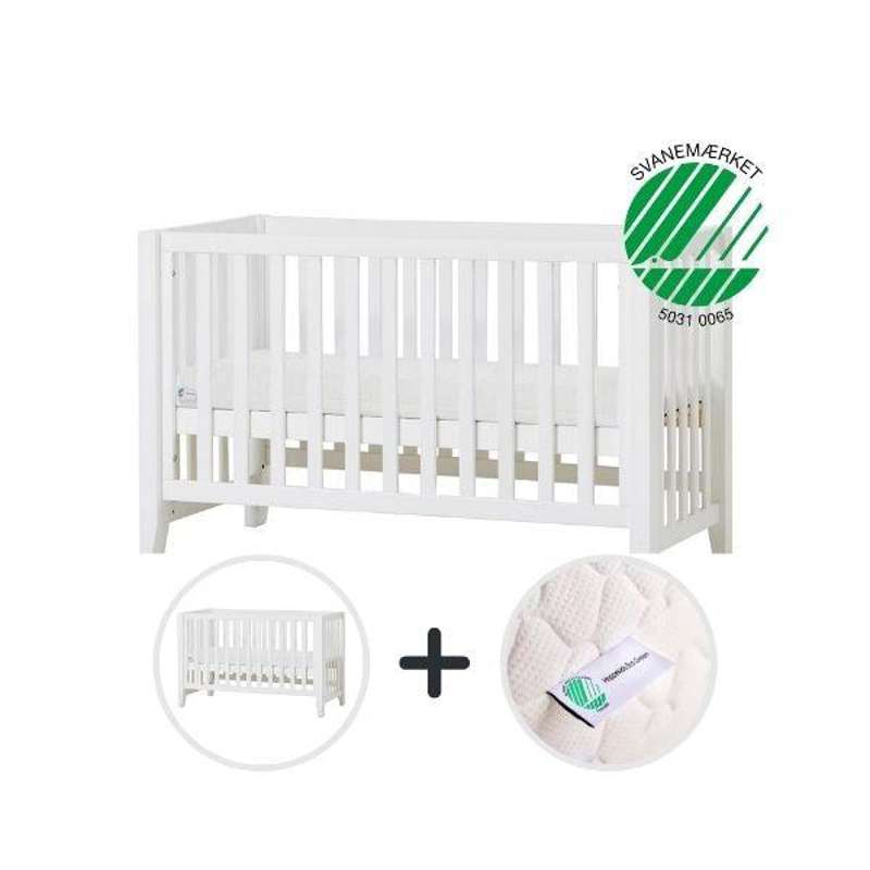 Hoppekids ANTON - Baby bed with ECO Dream Mattress - 60x120 cm. - White 