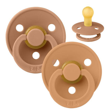 Bibs Round Colour Pacifier - 2-Pack - sz. 1 - natural rubber - Earth/Pumpkin 
