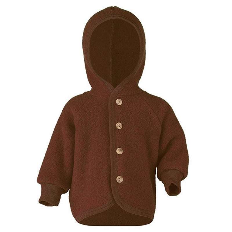 Engel Natur Baby Jasje - Wol fleece met capuchon - Kaneel Melange 