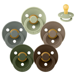 BIBS Round Colour Pacifier - Multipack - 5 pcs. - Size 1 - Forest Floor